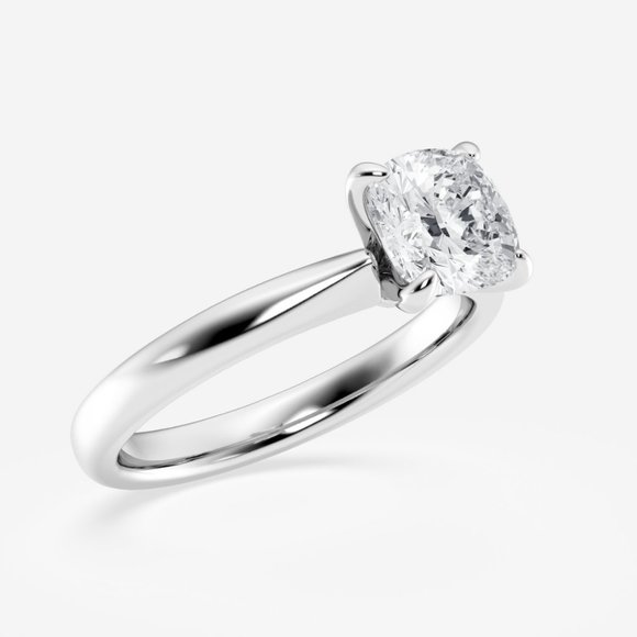 1 1/2 ctw Cushion Lab Grown Diamond Petite Solitaire Engagement Ring - Picture 2 of 6